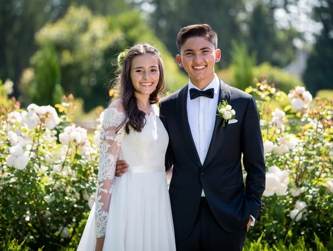 Happy couple on their wedding day