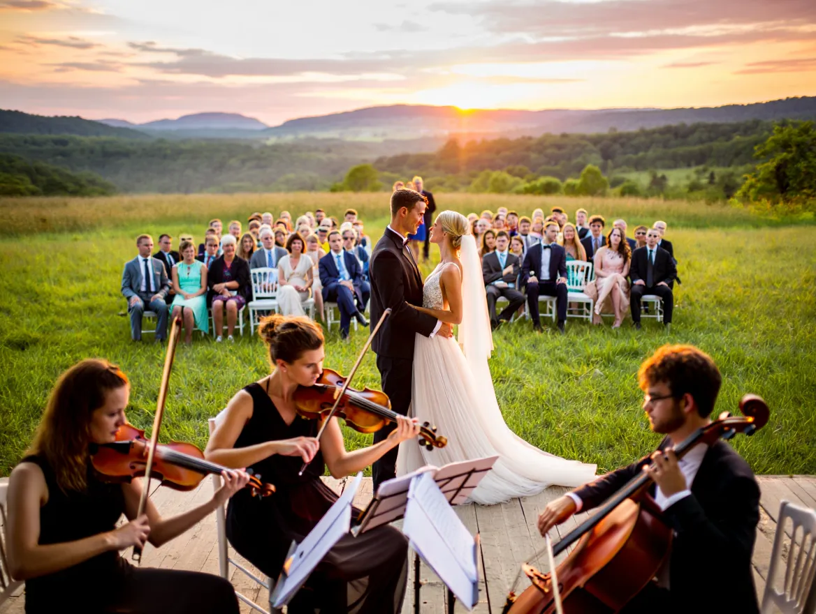 Wedding celebration at sunset